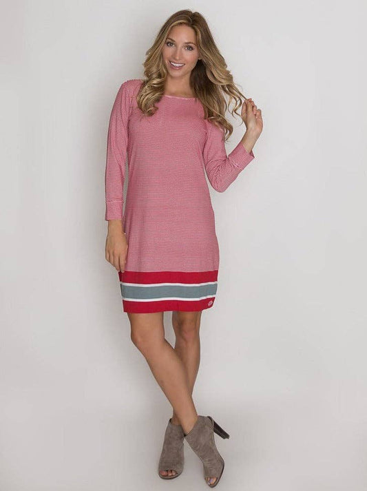 Crimson and Gray Stripes Dress