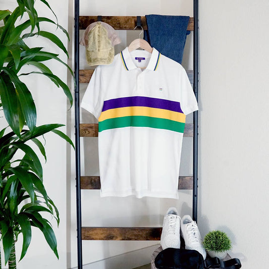 Mardi Gras Short Sleeve Polo T-Shirt White
