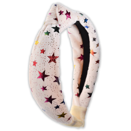 Velvet Knot Headbands-Rainbow Metallic Star