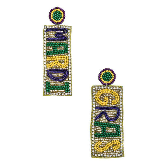 Mardi Gras Metallic Beaded Earrings