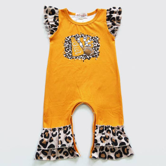 Leopard Football Baby Romper - Orange