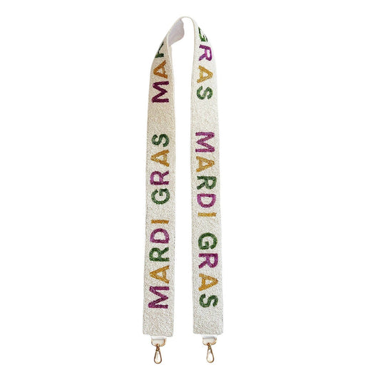 Mardi Gras Beaded Strap- White