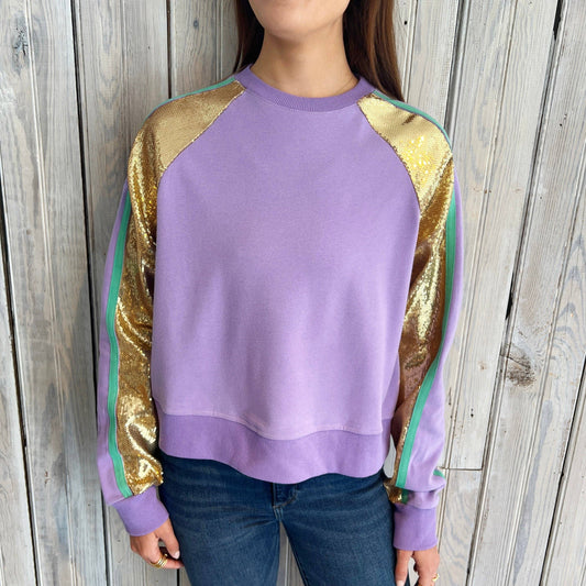 Lavender Mardi Sweatshirt with Gold Sequins
