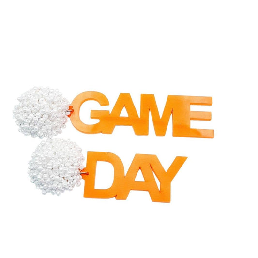 Game Day Earrings White & Orange