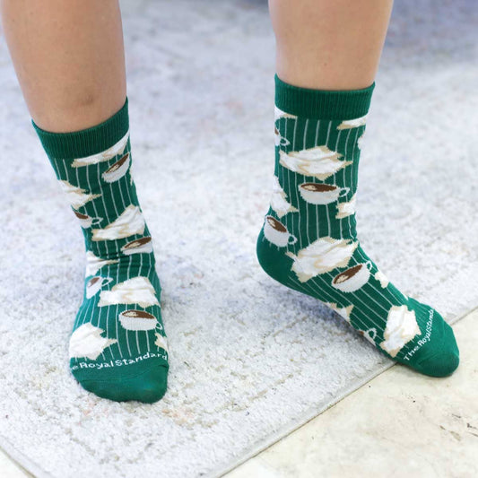Youth Beignet Socks Green/Tan/White One Size