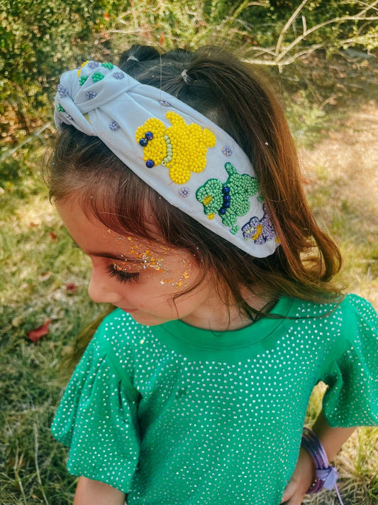 Mardi Gras Beaded Headband- Purple