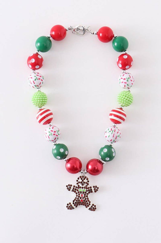 Gingerbread bubble chunky necklace RED