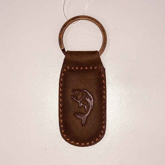 Fish Leather Embossed Keychain -Dark Brown