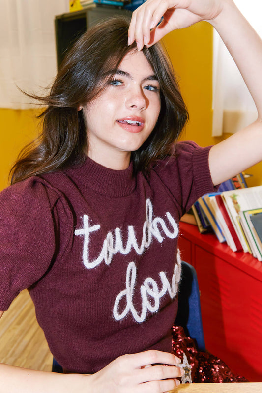 Touch-Down Patch Sweater - Maroon