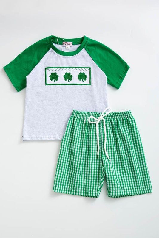 Clover Smocked Boy Short Set