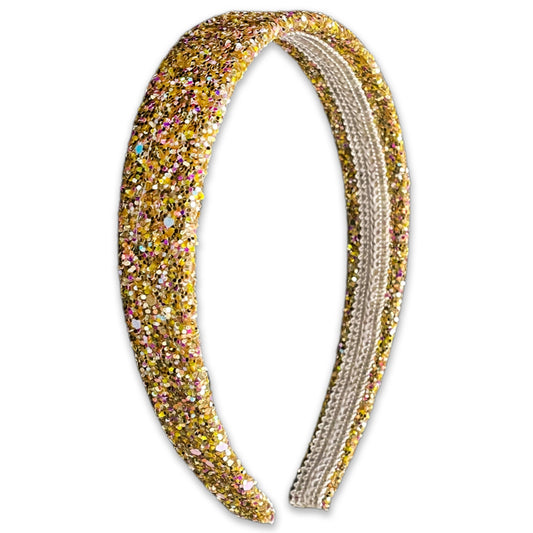 Tapered Chunky Glitter Headband- Gold