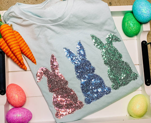 Easter Bunny Trio Handmade Short Sleeve T