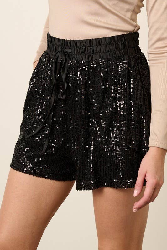 Women's Sequin Shorts Black