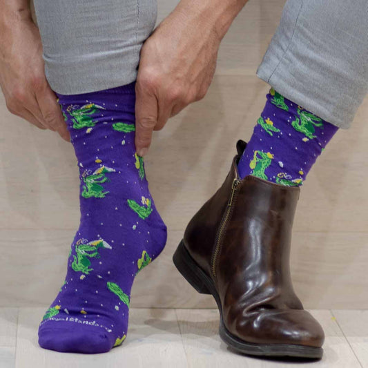 Men's Mardi Gras Mambo Gator Socks Purple/Green