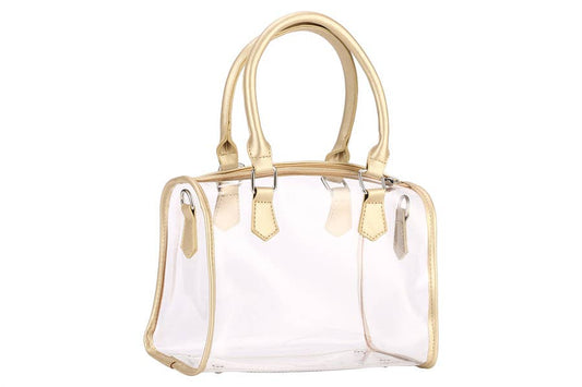 Clear Satchel Ladies Handbag -  Gold