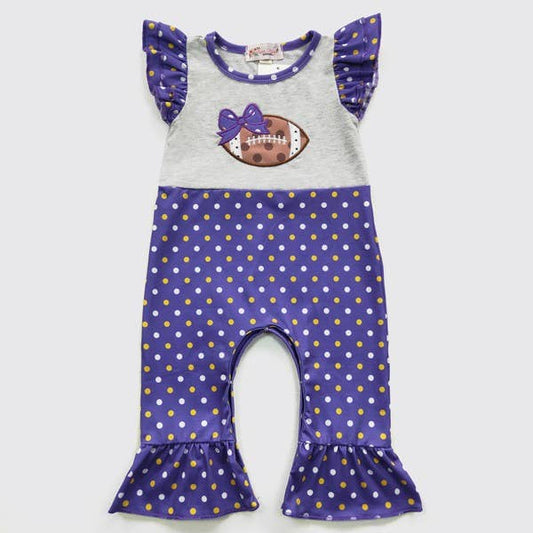 Football Dot Baby Romper - Purple