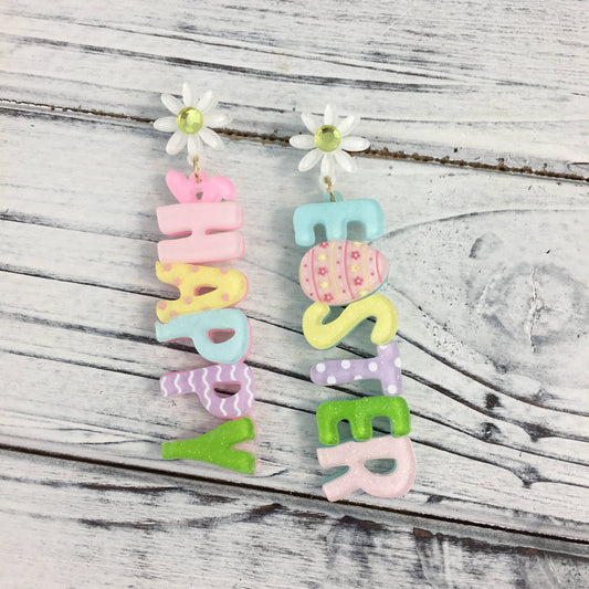 Acrylic Easter Letter Drop Earrings