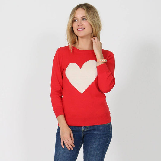 Sweet Heart Valentine Pullover Sweater- Tomato/ Oatmeal