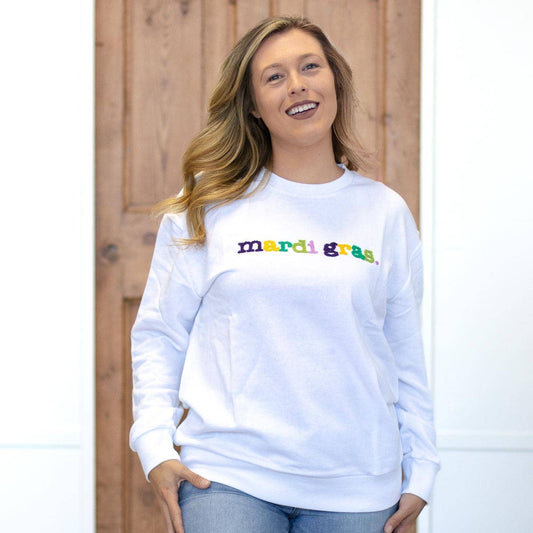 Mardi Gras Sweatshirt White/Multi -Asst.