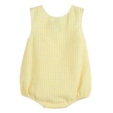 Classic Yellow Gingham Baby Bubble Romper