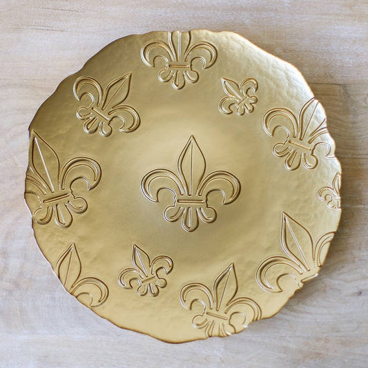 Fleur de Lis Glass Platter - Gold