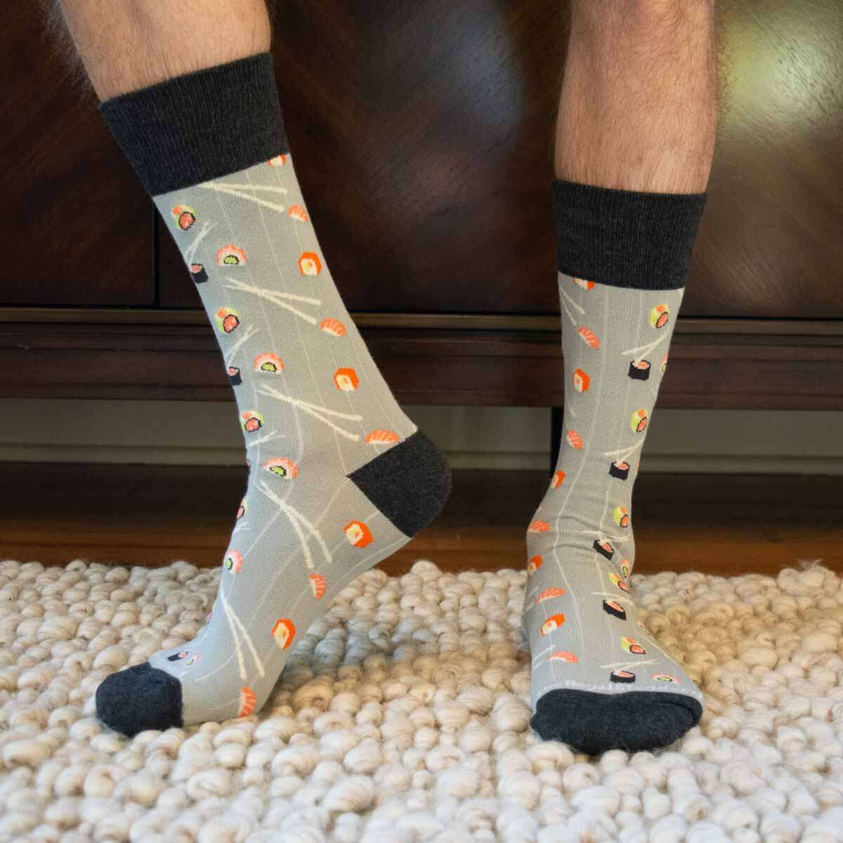 Men's Sushi Socks - Gray/Salmon