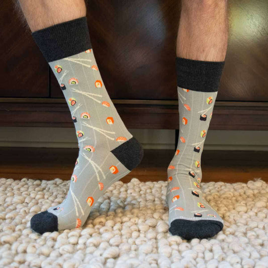 Men's Sushi Socks - Gray/Salmon
