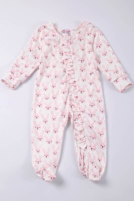 Pink Snuggle Bunny Baby Footie Romper