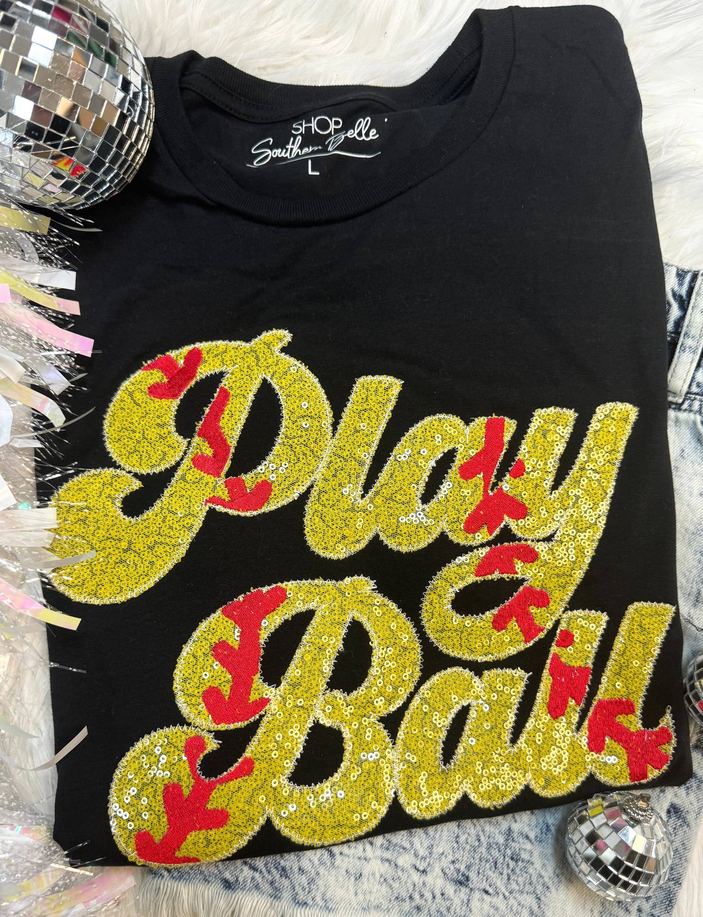 Play Ball Softball Short Sleeve- Black