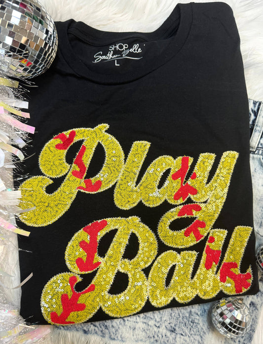 Play Ball Softball Short Sleeve- Black