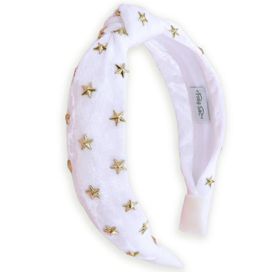 Velvet Knot Headbands- Gold Stars