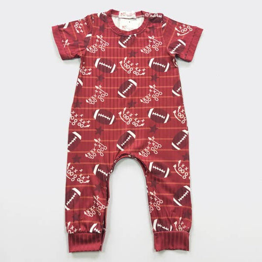 Gridiron Football Boy Romper - Crimson