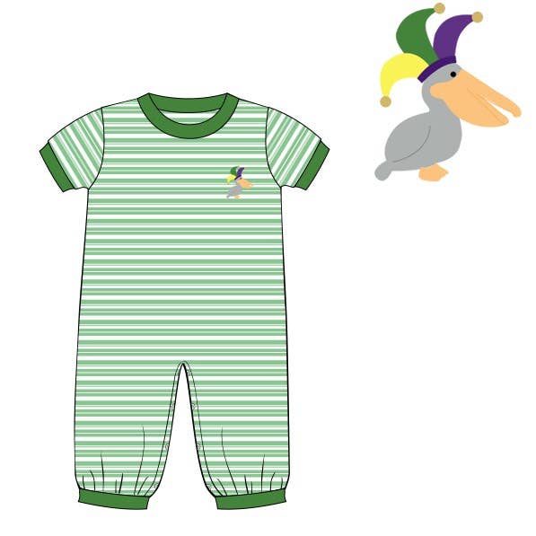 Mardi Pelican French Knot Romper