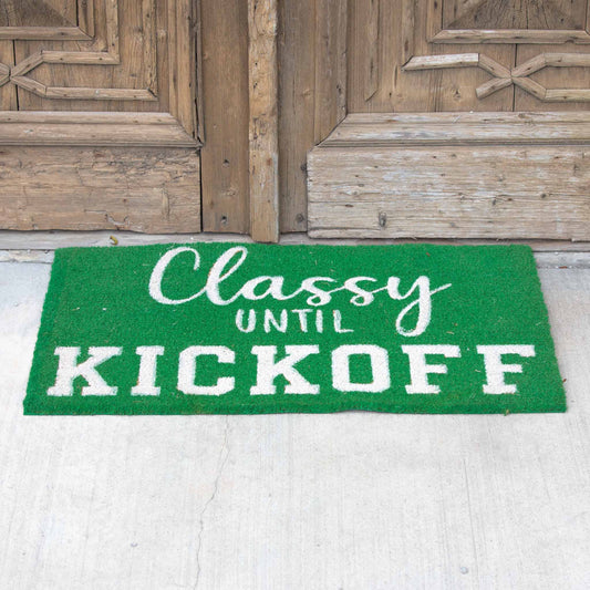 Classy Until Kickoff Coir Doormat-Green/White