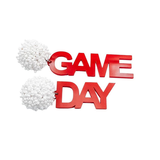 Game Day Earrings White & Red
