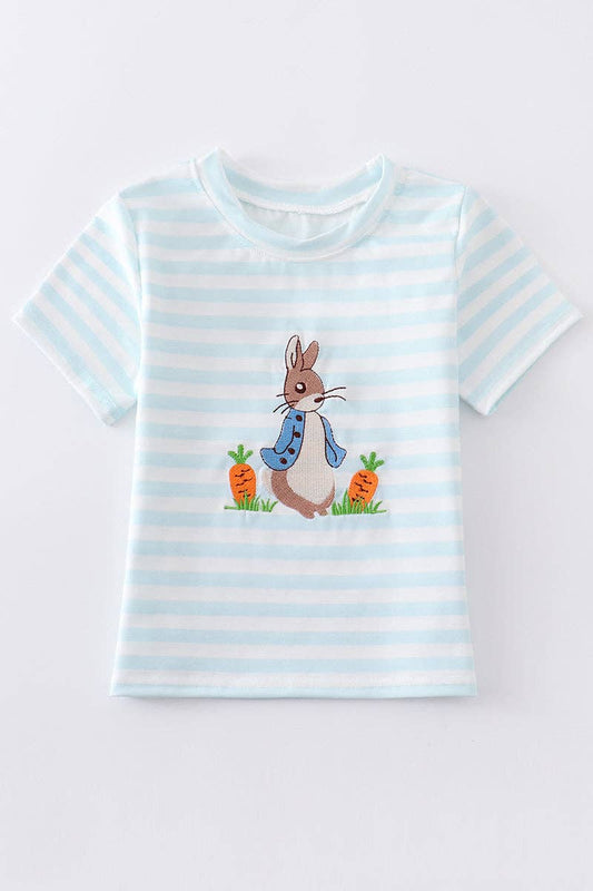 Bunny Embroidery Stripe Boy Top