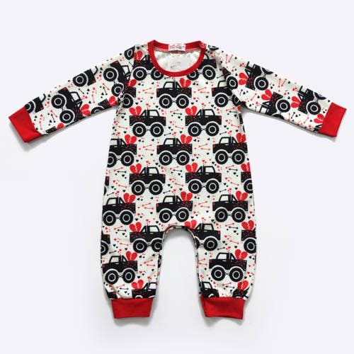 Love Monster Truck Boy Romper Valentine