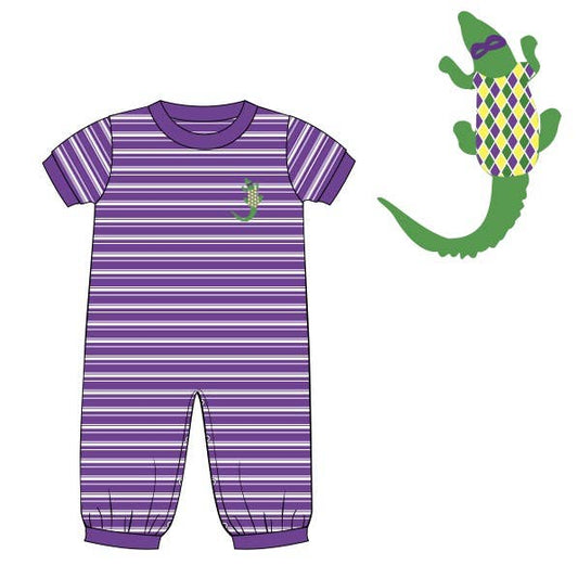 Mardi Gator French Knot Romper