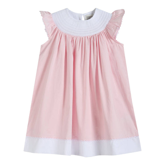 Light Pink and White Smocked Baby Bishop Dress