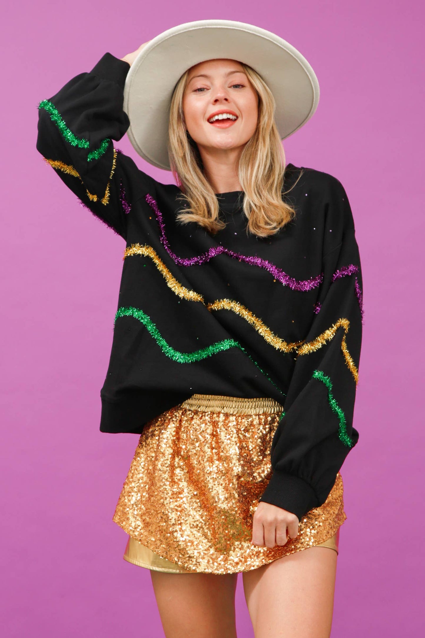 Mardi Gras Sweatshirt- Black
