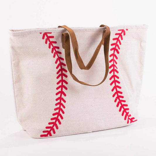 22x15x6 Baseball Classic Jute Bag - White/Red