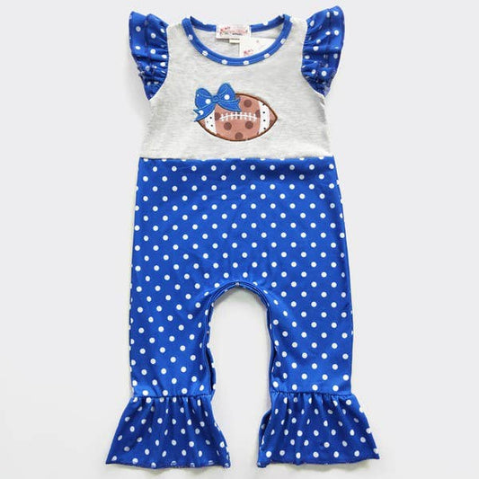 Football Dot Baby Romper - Blue