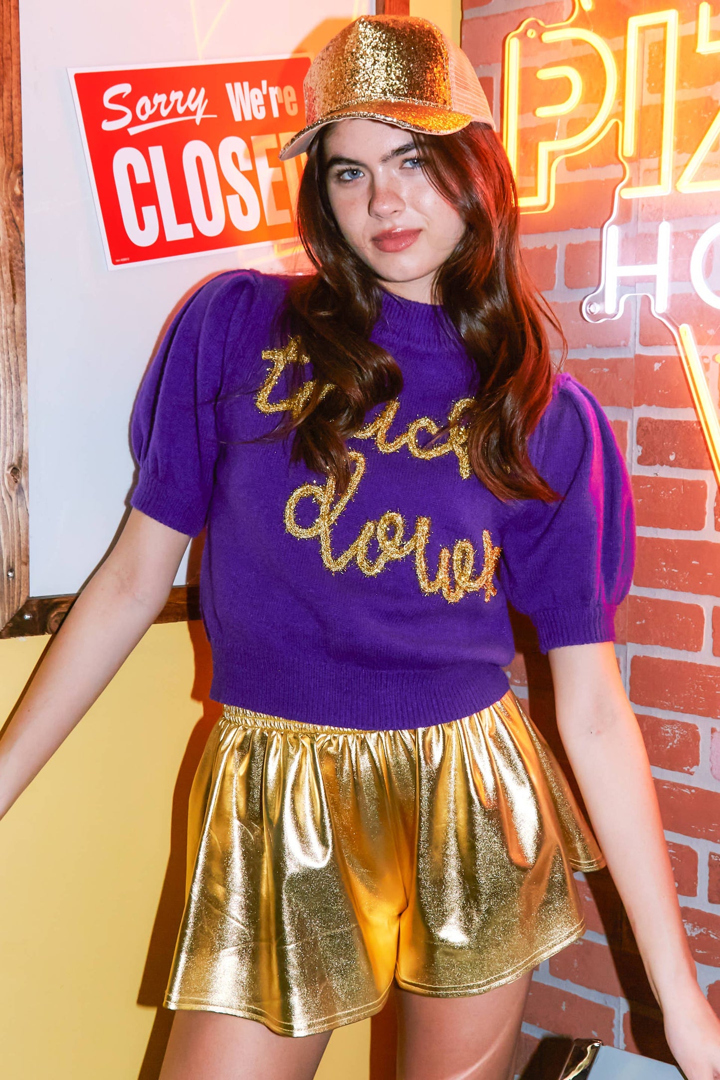 Touch-Down Patch Sweater - Purple