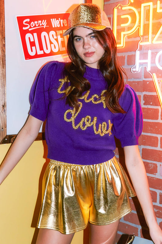 Touch-Down Patch Sweater - Purple