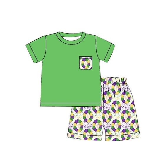 Mardi Gras king Cake Shirt/Short Set