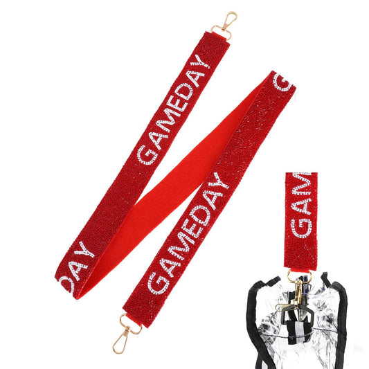 Seed Beaded Game Day Crossbody Shoulder Bag Strap - Burgundy & White