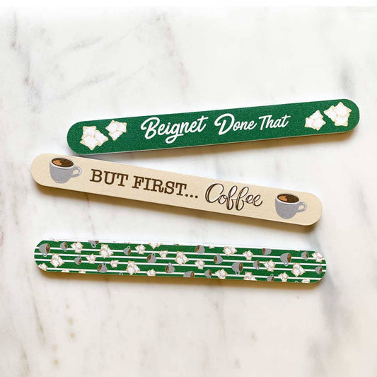 0.75x7 Coffee Break Nail Files - Green/White 3pk