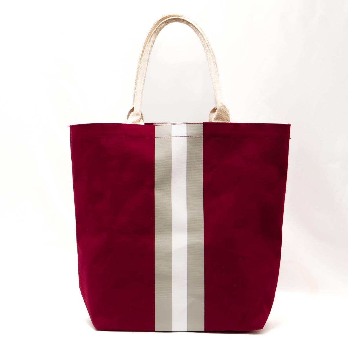 Campus Stripe Tote Maroon/White/Gray