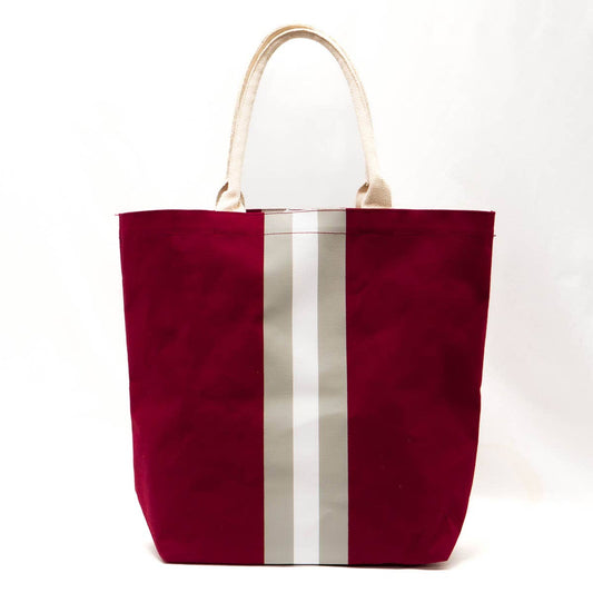 Campus Stripe Tote Maroon/White/Gray