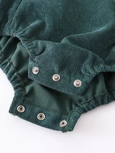 Green Velour Corduroy Flutter Baby BodySuit